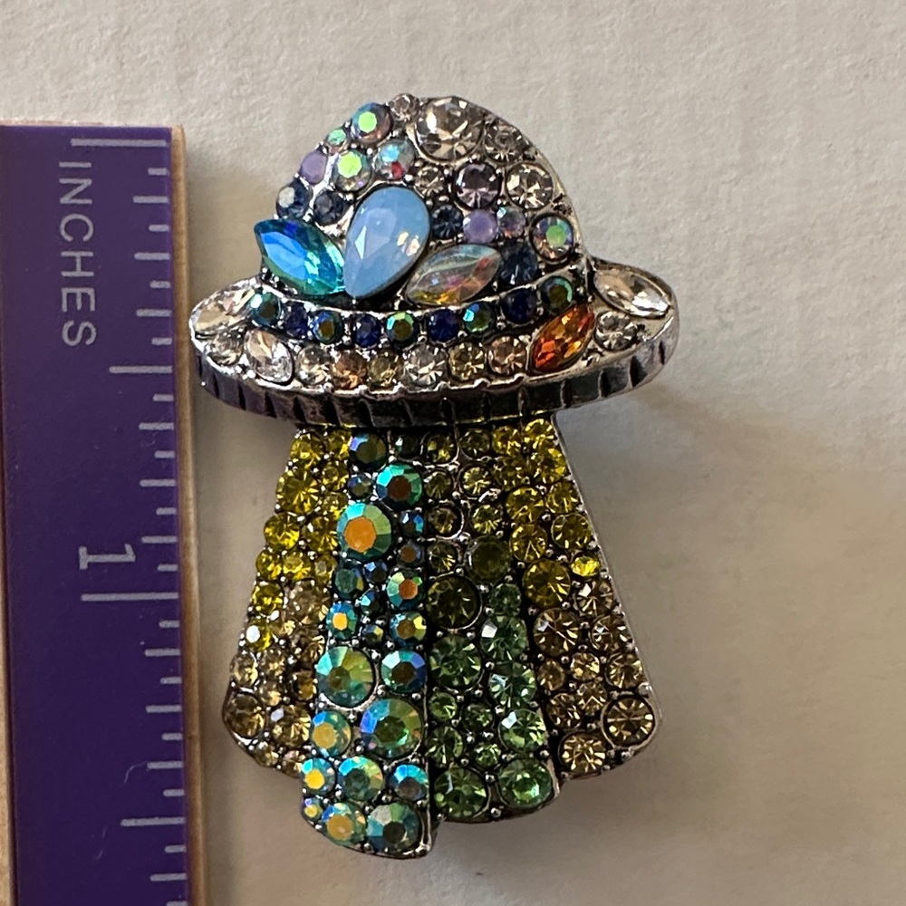 Modern Colorful Rhinestone UFO Brooch - Picture 3 of 5